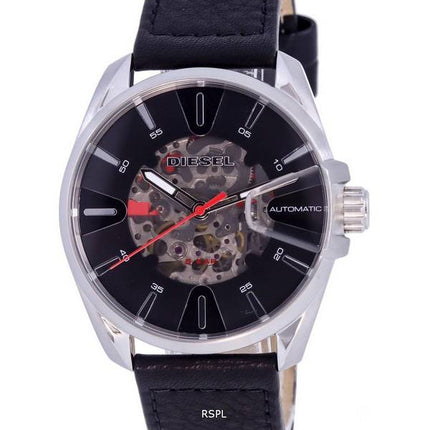 Diesel MS9 correa de cuero esqueleto esfera negra automático DZ1966 Watch de Men es