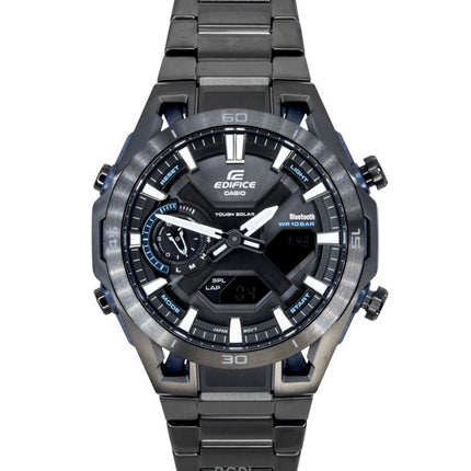 Reloj Casio Edifice analógico digital de acero inoxidable con esfera negra y solar ECB-2300DC-1A para hombre, 100 m