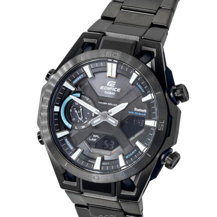 Reloj Casio Edifice analógico digital de acero inoxidable con esfera negra y solar ECB-2300DC-1A para hombre, 100 m