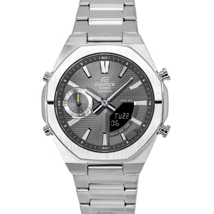 Reloj Casio Edifice analógico-digital para hombre, con enlace para smartphone, acero inoxidable, esfera gris, cuarzo ECB-S10D-8A, 100 m