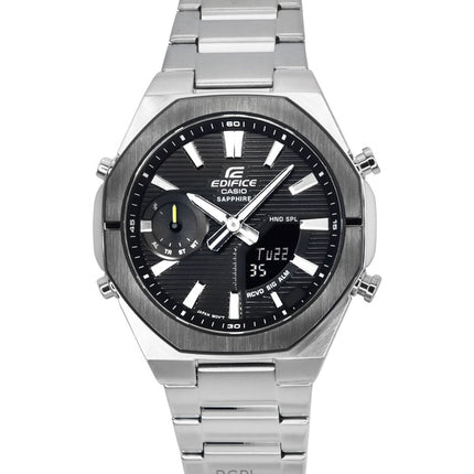 Reloj Casio Edifice analógico-digital para hombre, con enlace para smartphone, acero inoxidable, esfera negra, cuarzo, ECB-S10DB-1A, 100 m