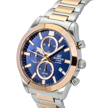 Reloj Casio Edifice EFB-710SG-2AV para hombre, cronógrafo analógico de dos tonos, acero inoxidable, esfera azul, cuarzo, 100 m