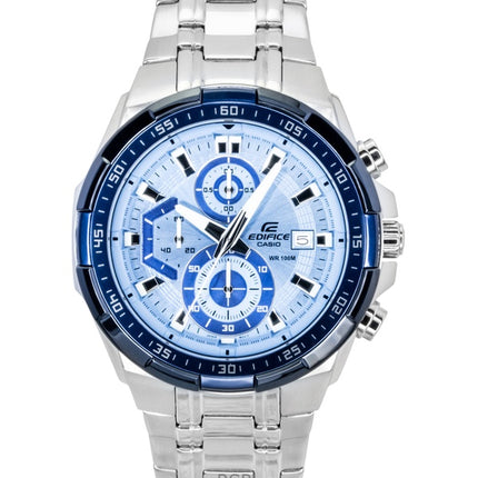 Reloj Casio Edifice analógico estándar con cronógrafo de acero inoxidable y esfera azul de cuarzo EFR-539DE-2AV 100M para hombre