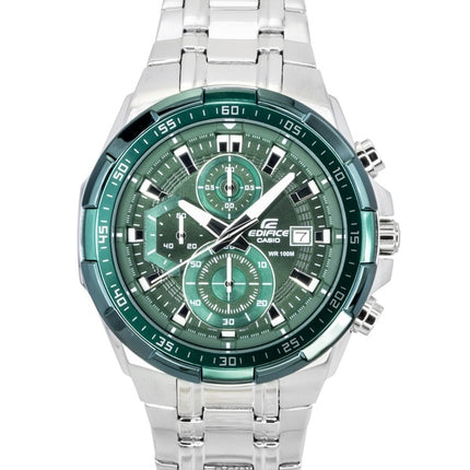 Reloj Casio Edifice analógico estándar con cronógrafo de acero inoxidable y esfera verde de cuarzo EFR-539DE-3AV 100M para hombre
