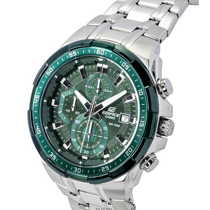 Reloj Casio Edifice analógico estándar con cronógrafo de acero inoxidable y esfera verde de cuarzo EFR-539DE-3AV 100M para hombre