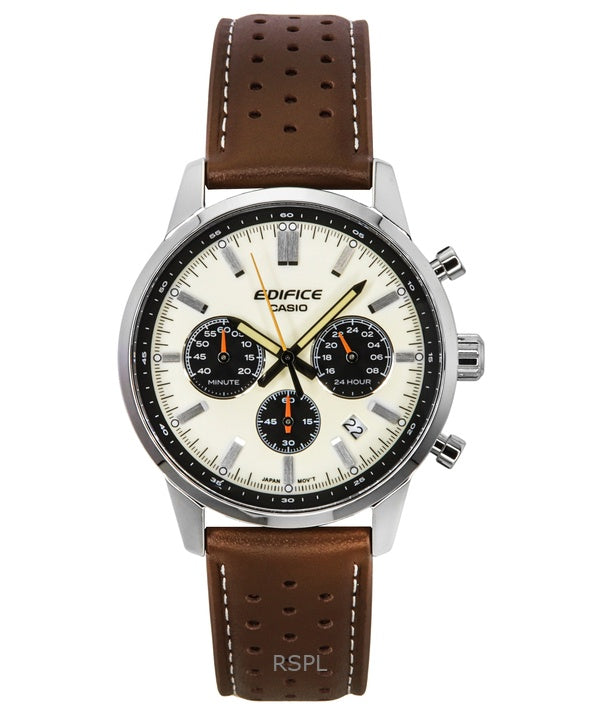 Reloj Casio Edifice EFR-575L-7A de cuarzo analógico con correa de piel y esfera color crema, 100 m, para hombre
