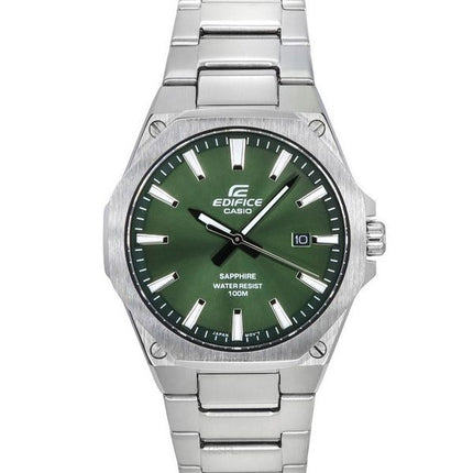 Casio Edifice Reloj analógico de acero inoxidable con cristal de zafiro y esfera verde de cuarzo EFR-S108D-3A 100M para hombre