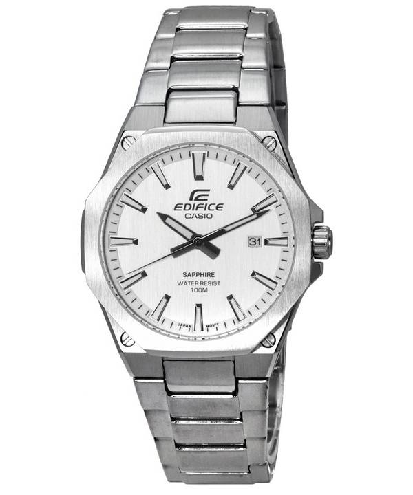 Casio Edifice Acero inoxidable Esfera blanca Cuarzo EFR-S108D-7A EFRS108D-7 100M Reloj para hombre