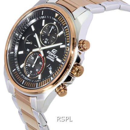 Reloj Casio Edifice EFR-S572GS-1A EFRS572GS-1 100M de cuarzo en dos tonos con esfera negra para hombre