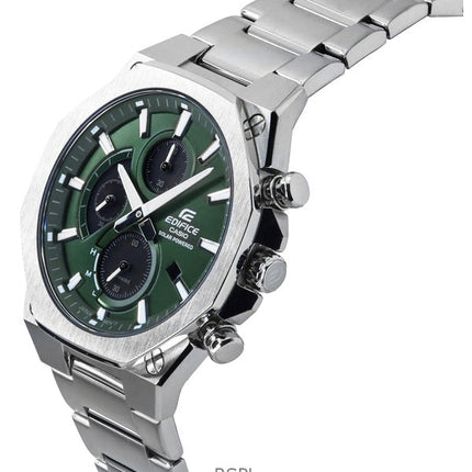 Reloj Casio Edifice Slim Line analógico con cronógrafo de acero inoxidable y esfera verde con energía solar EFS-S570D-3A 100 m p