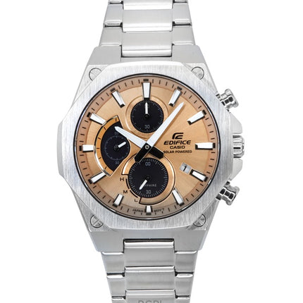 Reloj Casio Edifice Slim Line analógico con cronógrafo, acero inoxidable, esfera de cobre, solar EFS-S570D-5A, 100 m, para hombr