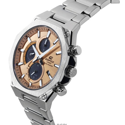 Reloj Casio Edifice Slim Line analógico con cronógrafo, acero inoxidable, esfera de cobre, solar EFS-S570D-5A, 100 m, para hombr