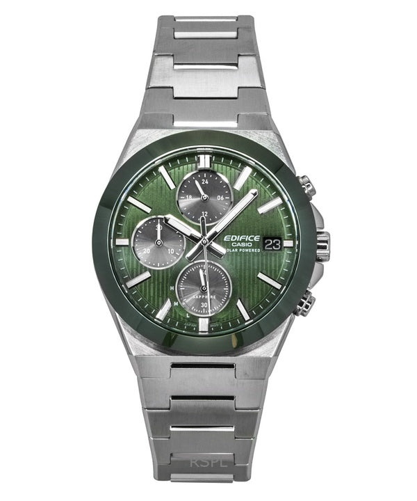Reloj Casio Edifice EFS-S650D-3A para hombre, cronógrafo analógico, acero inoxidable, esfera verde, solar, 100 m