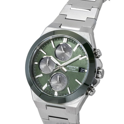 Reloj Casio Edifice EFS-S650D-3A para hombre, cronógrafo analógico, acero inoxidable, esfera verde, solar, 100 m