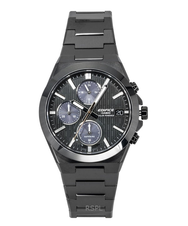 Reloj Casio Edifice EFS-S650DC-1A para hombre, cronógrafo analógico, acero inoxidable, esfera negra, solar, 100 m