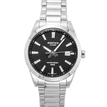 Reloj Casio Edifice analógico de acero inoxidable con esfera negra y movimiento de cuarzo EFV-160D-1A para hombre, resistente al agua hasta 100 m.