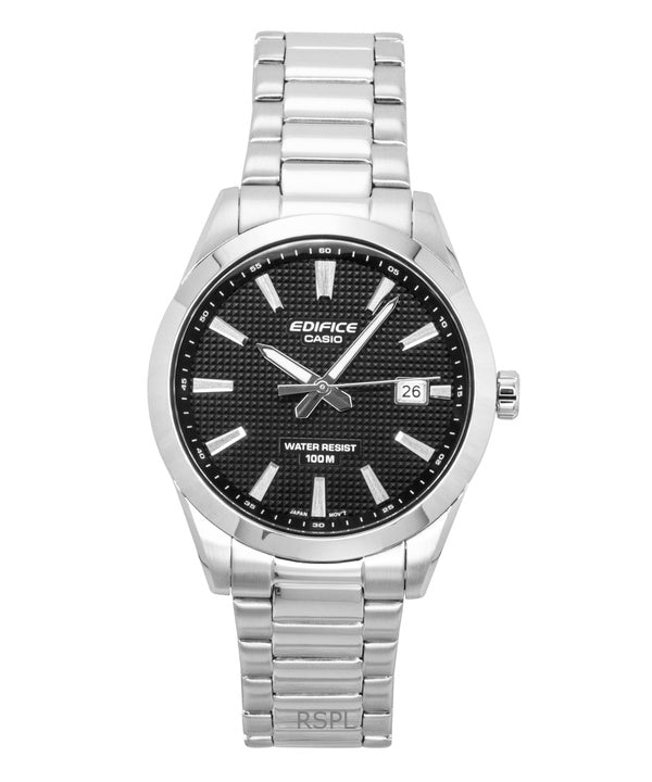 Reloj Casio Edifice analógico de acero inoxidable con esfera negra y movimiento de cuarzo EFV-160D-1A para hombre, resistente al agua hasta 100 m.