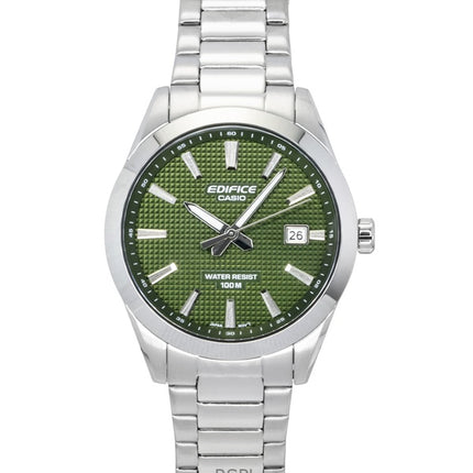 Reloj Casio Edifice analógico de acero inoxidable con esfera verde y movimiento de cuarzo EFV-160D-3A para hombre, resistente al agua hasta 100 m.
