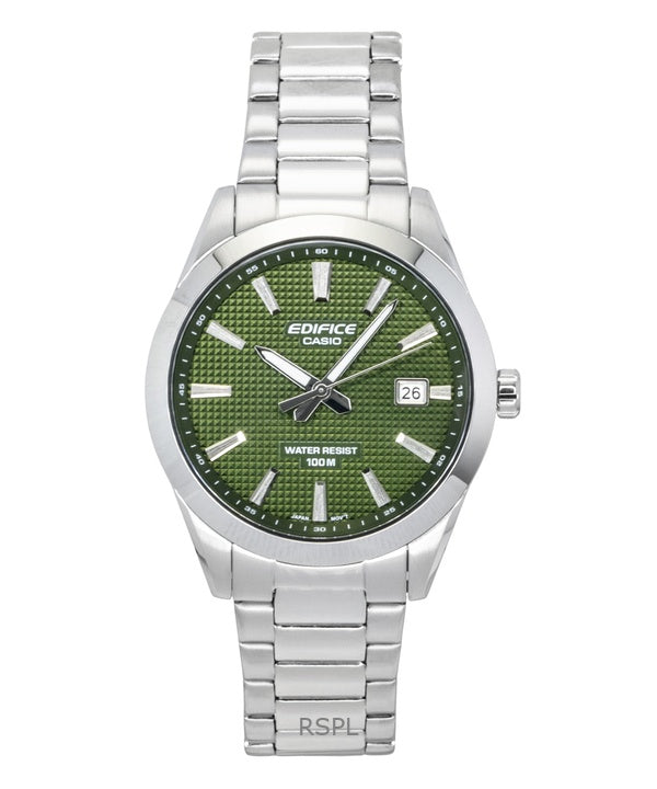 Reloj Casio Edifice analógico de acero inoxidable con esfera verde y movimiento de cuarzo EFV-160D-3A para hombre, resistente al agua hasta 100 m.
