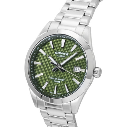 Reloj Casio Edifice analógico de acero inoxidable con esfera verde y movimiento de cuarzo EFV-160D-3A para hombre, resistente al agua hasta 100 m.