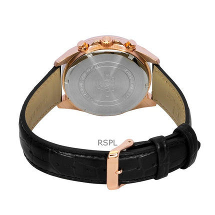 Reloj Casio Edifice EFV-610ECL-1A para hombre, cronógrafo analógico estándar, correa de cuero, esfera negra, cuarzo, 100 m