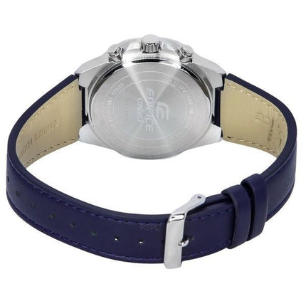 Casio Edifice Standard Cronógrafo Correa de cuero Esfera azul Cuarzo EFV-640L-2A 100M Reloj para hombre