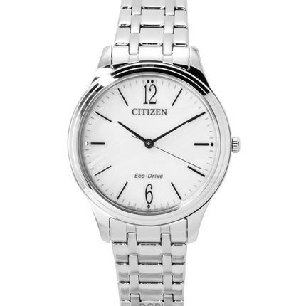 Reloj Citizen Elegance Eco-Drive EM0411-71A para mujer, acero inoxidable y esfera blanca