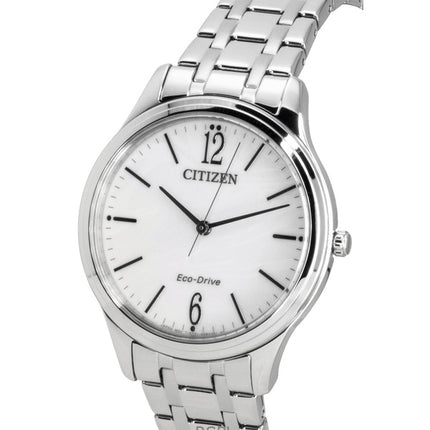 Reloj Citizen Elegance Eco-Drive EM0411-71A para mujer, acero inoxidable y esfera blanca
