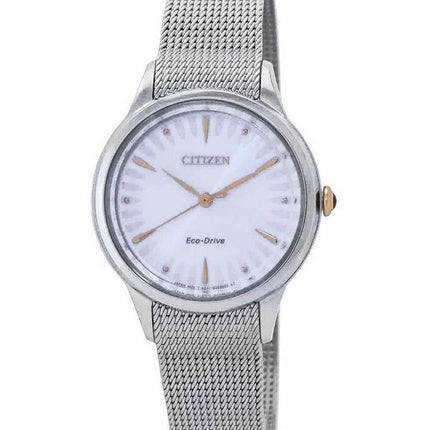 Reloj para hombre Citizen L Series Eco-Drive con malla de acero inoxidable y esfera plateada EM0814-83A