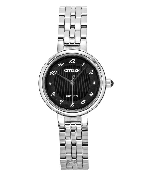 Reloj Citizen L Classic Eco-Drive para mujer, de acero inoxidable, esfera negra, modelo EM0990-81E