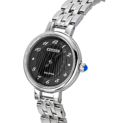 Reloj Citizen L Classic Eco-Drive para mujer, de acero inoxidable, esfera negra, modelo EM0990-81E