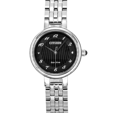 Reloj Citizen L Classic Eco-Drive para mujer, de acero inoxidable, esfera negra, modelo EM0990-81E