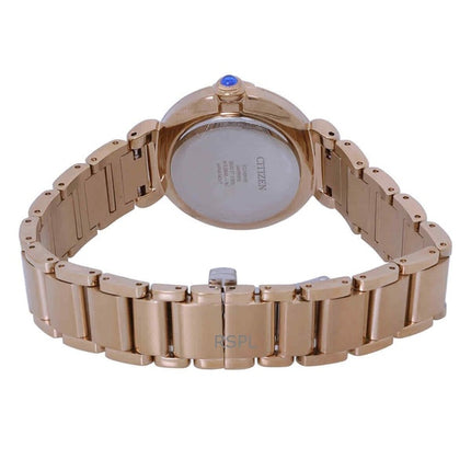 Reloj para mujer Citizen L Series con detalles de diamantes en oro rosa y acero inoxidable con esfera de nácar Eco-Drive EM1073-