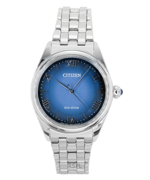 Reloj Citizen L Classic para mujer, de acero inoxidable, esfera azul, Eco-Drive EM1140-80L