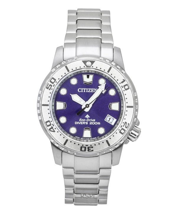 Reloj Citizen Promaster Dive Eco-Drive de acero inoxidable con esfera morada EO2027-50X para mujer, 200 m