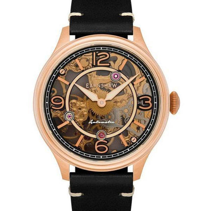 Thomas Earnshaw Baron Genuine Leather Skeleton Dial Automático ES-8231-03 Watch de Men es
