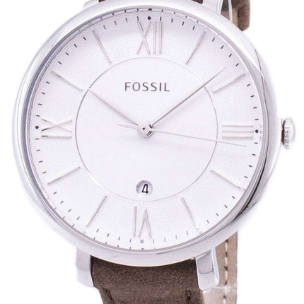 Fósiles Jacqueline Silver Dial Tan cuero correa ES3708 reloj de mujeres