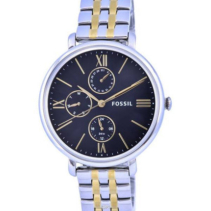 Fossil Jacqueline Two Tone Acero inoxidable Dial negro Cuarzo ES5143 Reloj para mujer