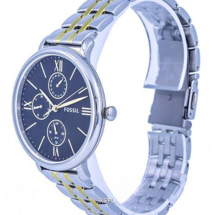 Fossil Jacqueline Two Tone Acero inoxidable Dial negro Cuarzo ES5143 Reloj para mujer