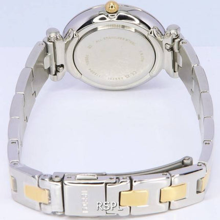 Fossil Carlie Two Tone Acero inoxidable Silver Dial Cuarzo ES5201 Reloj para mujer