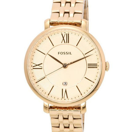 Reloj Fossil Jacqueline ES5252SET de cuarzo con esfera en tono oro rosa y acero inoxidable para mujer con set de regalo