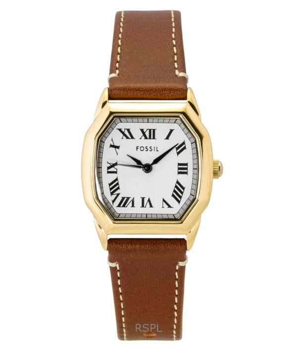 Reloj de mujer Fossil Harlow ES5364 con correa de cuero, esfera beige y movimiento de cuarzo.