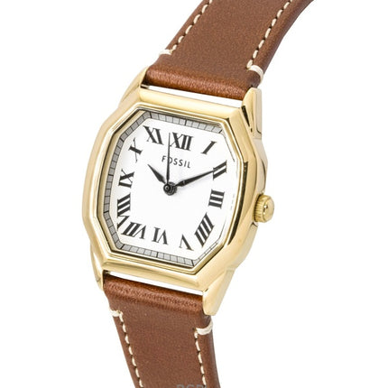 Reloj de mujer Fossil Harlow ES5364 con correa de cuero, esfera beige y movimiento de cuarzo.