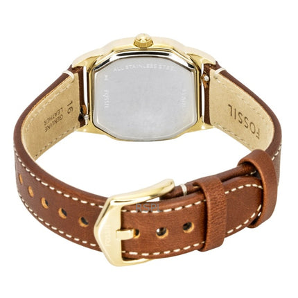 Reloj de mujer Fossil Harlow ES5364 con correa de cuero, esfera beige y movimiento de cuarzo.
