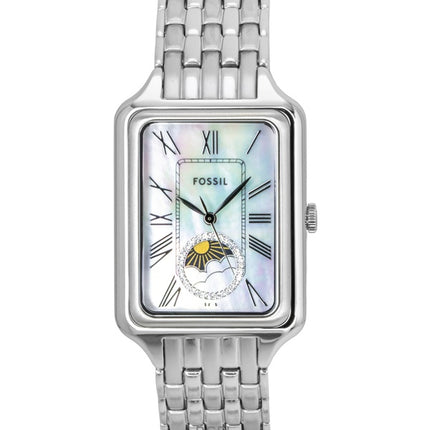 Reloj Fossil Raquel de acero inoxidable con esfera de nácar y multifunción Sun Moon de cuarzo ES5400 para mujer