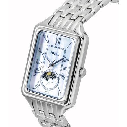 Reloj Fossil Raquel de acero inoxidable con esfera de nácar y multifunción Sun Moon de cuarzo ES5400 para mujer
