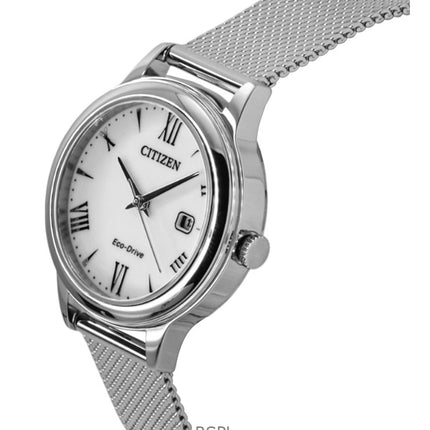 Reloj Citizen Elegance Eco-Drive EW2621-75A de acero inoxidable con esfera blanca para mujer, 100 m
