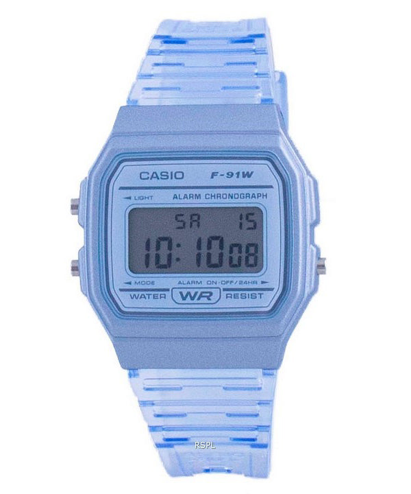 Reloj unisex Casio Youth Blue Resin Digital F-91WS-2 F91WS-2