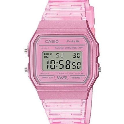 Reloj unisex Casio Youth Pink Resin Digital F-91WS-4 F91WS-4