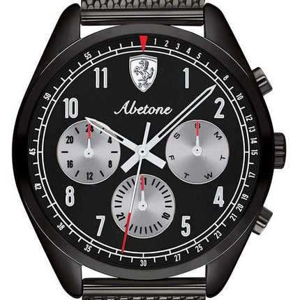 Reloj para hombre Ferrari Scuderia Abetone, esfera negra, acero inoxidable, cuarzo 0830573